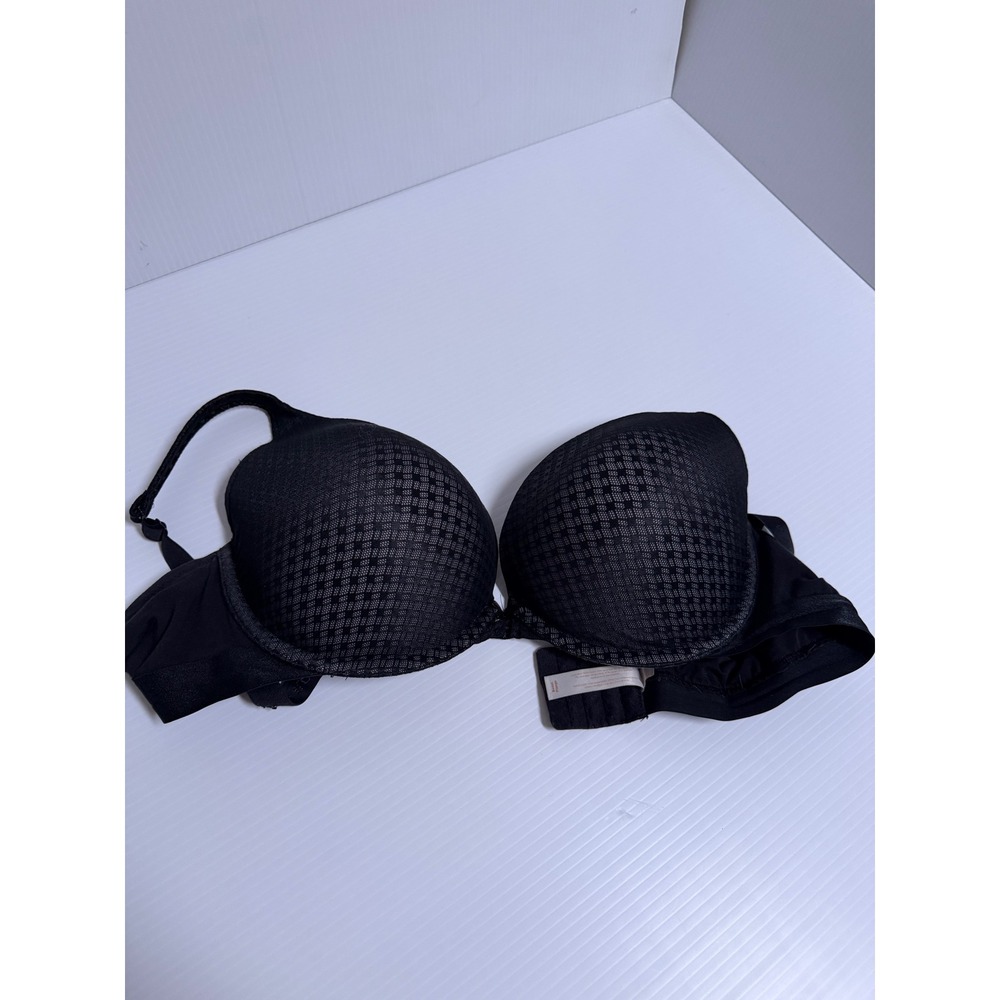 Cacique Black Geometric Lace Boost Plunge Underwire Bra 42D